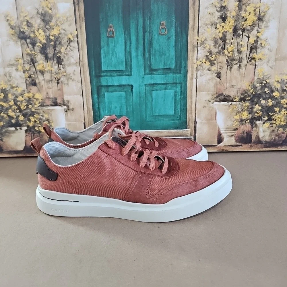 Cole Haan Mens Size 9.5‎ Grandpro Rally Canvas Court Sneaker Brown Lace Up Shoes